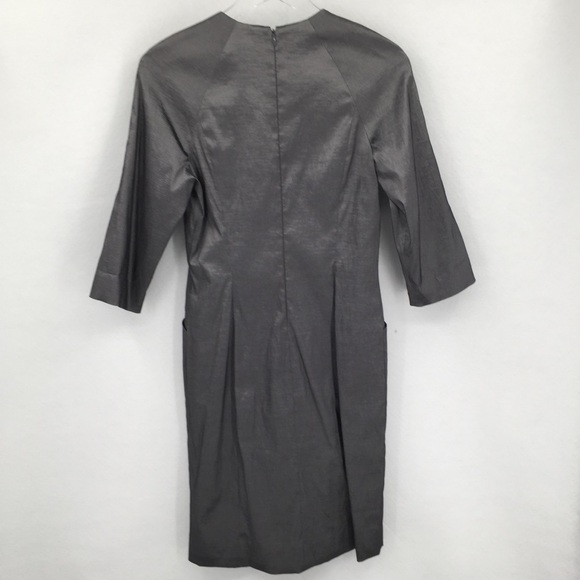 Tom and Linda Platt gray silver shift dress shimmery sateen gray retro new 6 - Picture 4 of 5